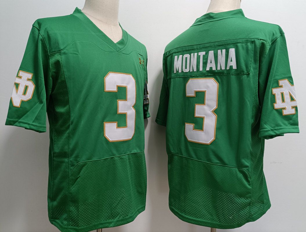 Men Norte Dame Fighting Irish #3 Montana Green Elite 2025 NCAA Jersey